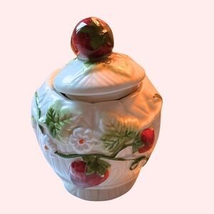 Vintage Ceramic Strawberry Jar with Lid